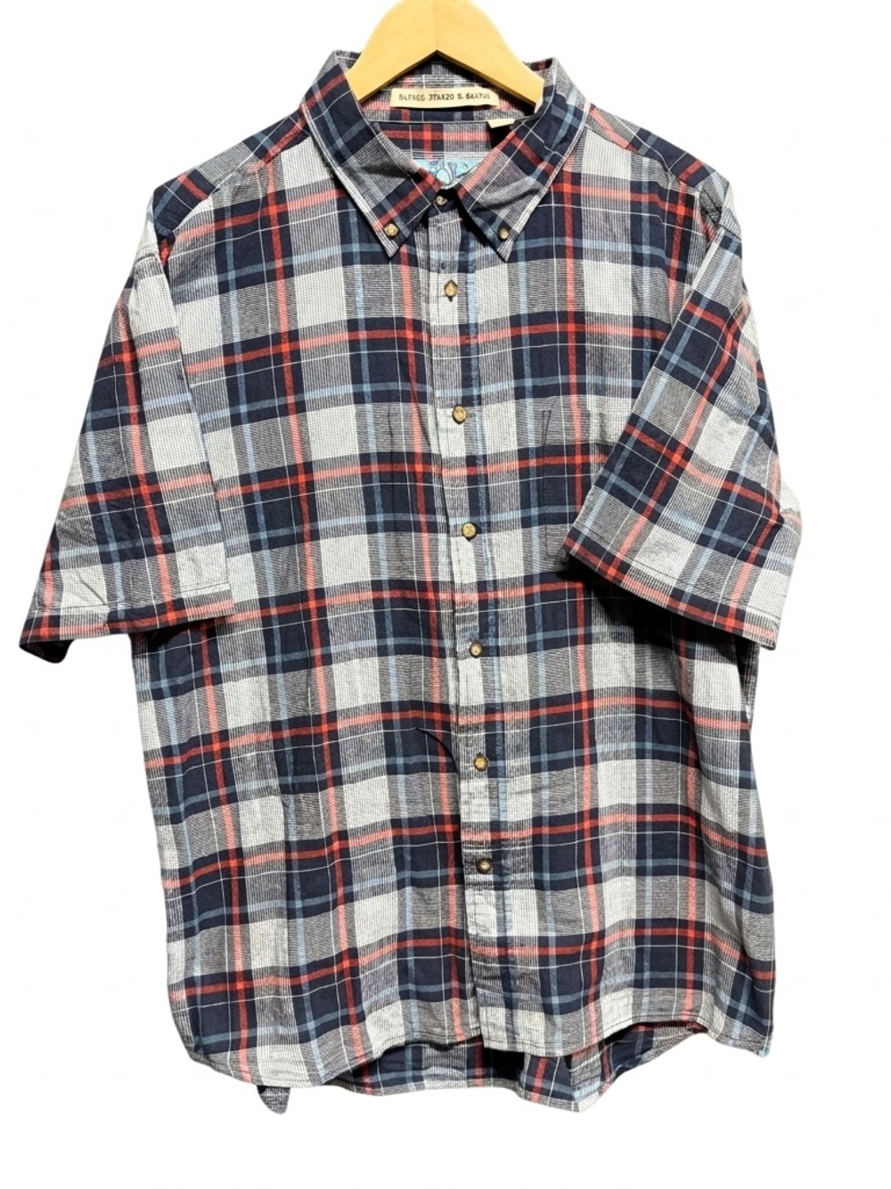 Vintage 1946 Men’s Short-Sleeve Button-Down Plaid Shirt – Size XXL (Made